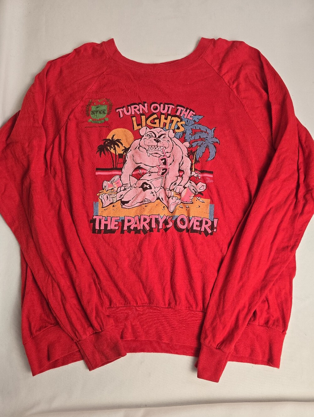 Vintage 80's Turn The Lights Out The Party's Over Spud Mackenzie Sweatshirt Xl